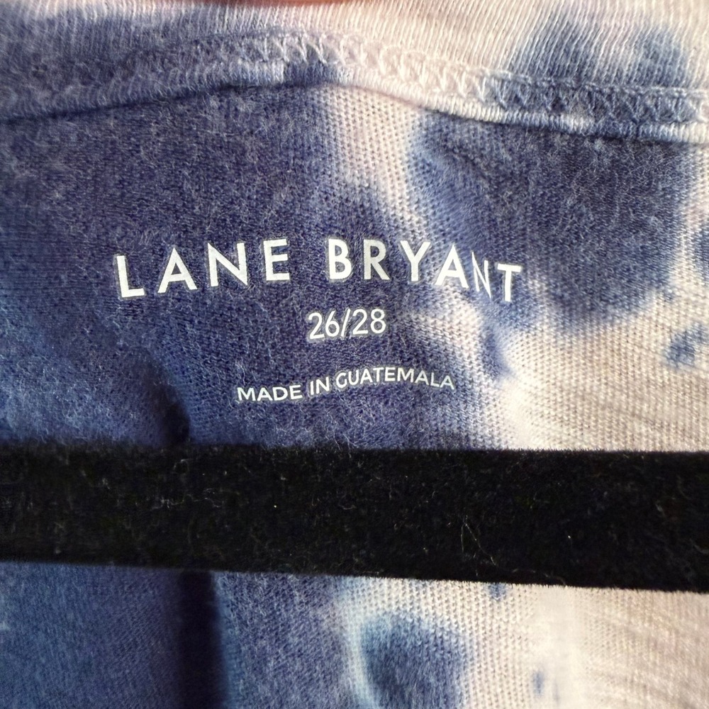 Lane Bryant Womens Blue White Tie Dye Ruched Side Tank Top Size 26/28 Plus Size - Picture 3 of 5